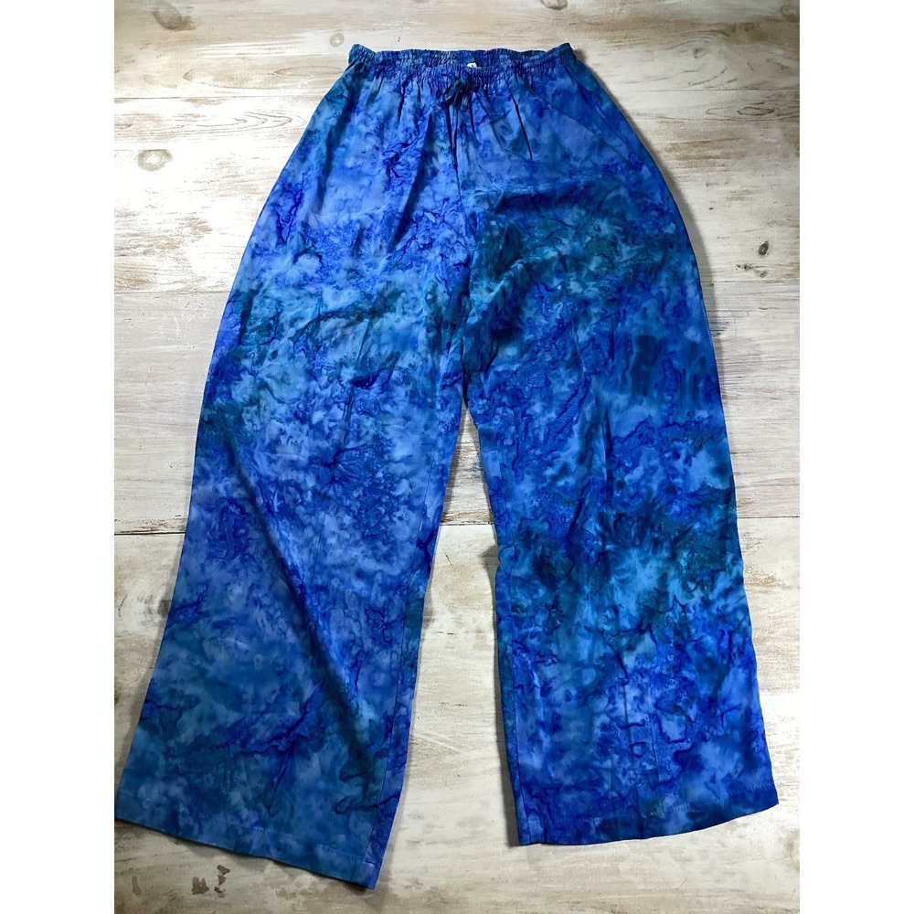 Very Vineyard Martha's Vineyard Blue Tie Dye Wide‎ Leg Pants Women's Small